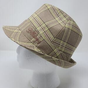 BILLABONG Tan Brown Plaid Cotton Blend Fedora Hat‎